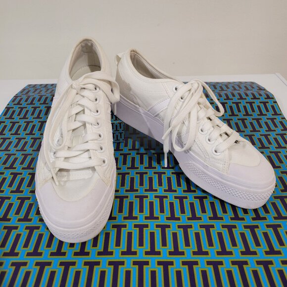 ADIDAS White Platform Canvas Sneaker Size 8.5 - Picture 14 of 14